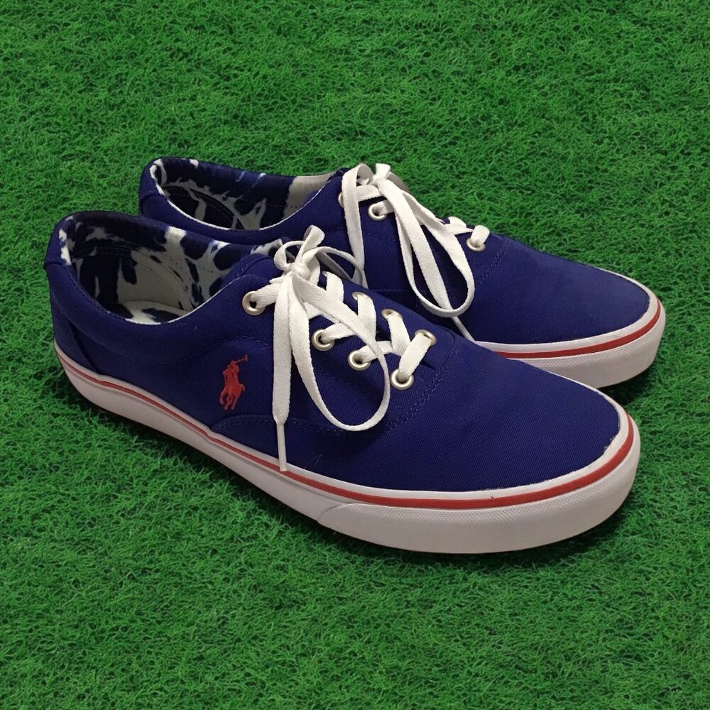 Polo Ralph Lauren Keaton Pony Men Size 10 Blue with Tie Dye Lining & Bonus Laces